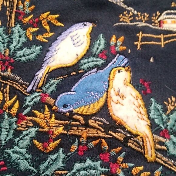 Bobby Brooks Women's Sm Long Sleeve Winter/Bird's Scene Starry Night Country - Picture 4 of 9